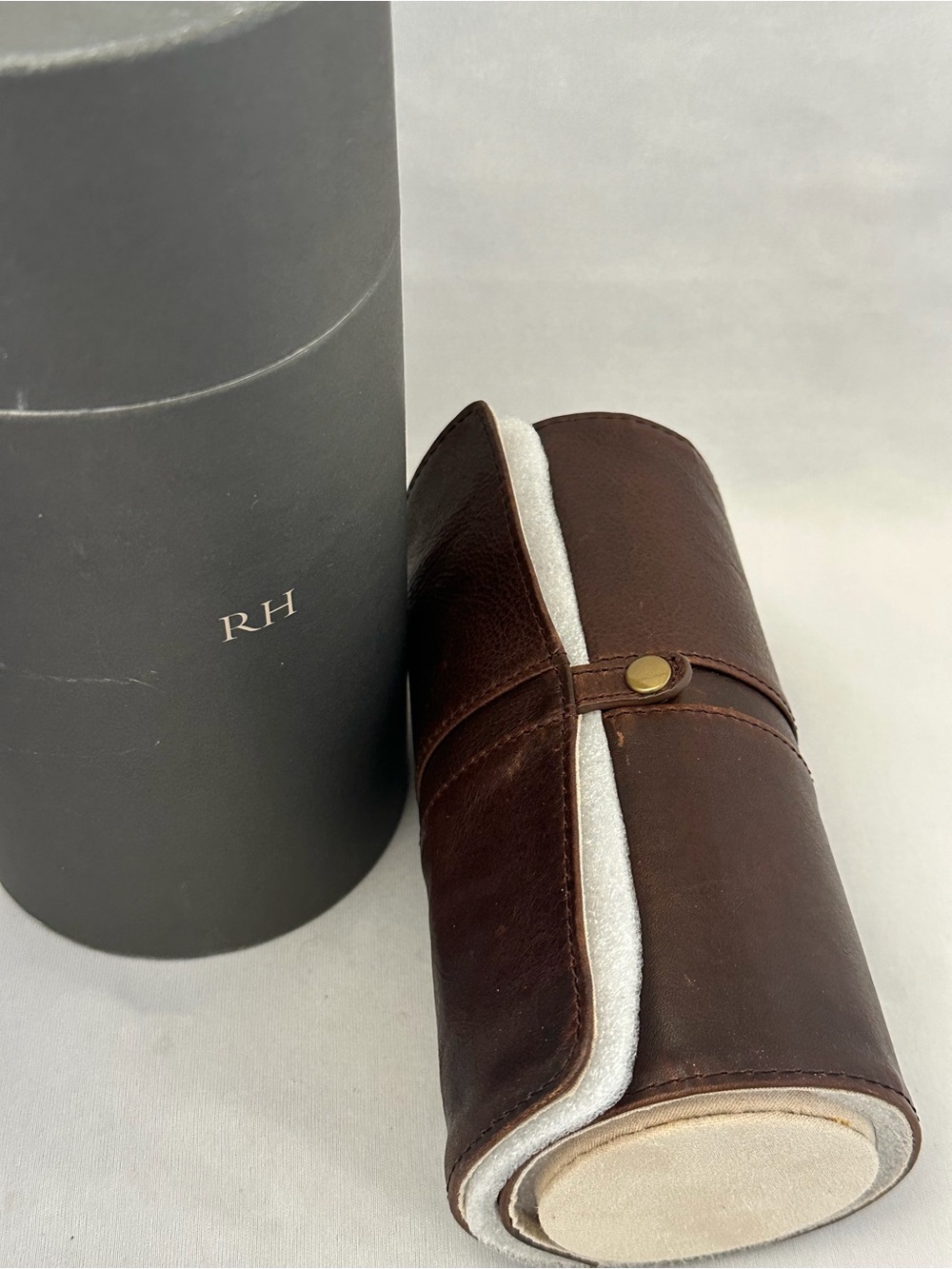 Restoration Hardware Brown Leather Watch Roll - Picture 3 of 7